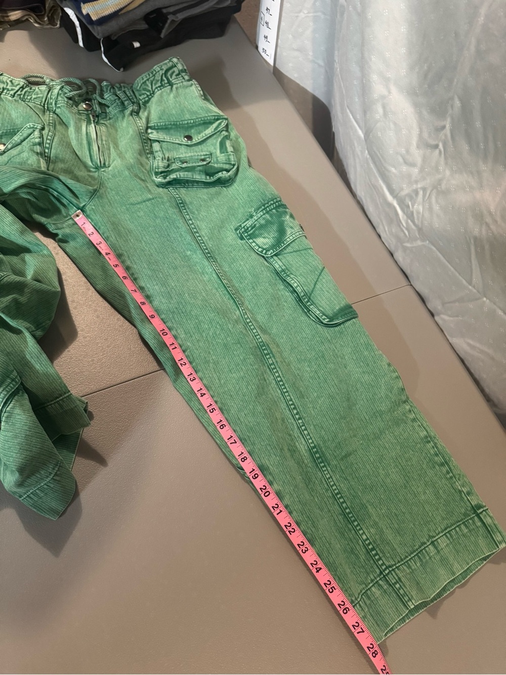 Free People Teal Green Elastic Waist Pull-On Pants - Picture 3 of 4